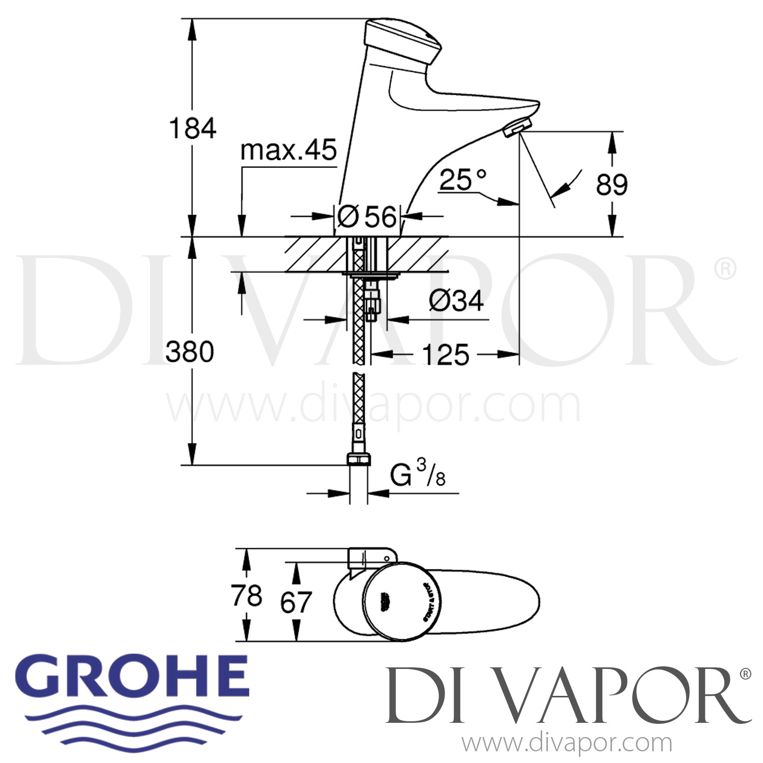 Grohe Eurodisc SE SelfClosing Basin Mixer Tap 2016 to 2018 Spare